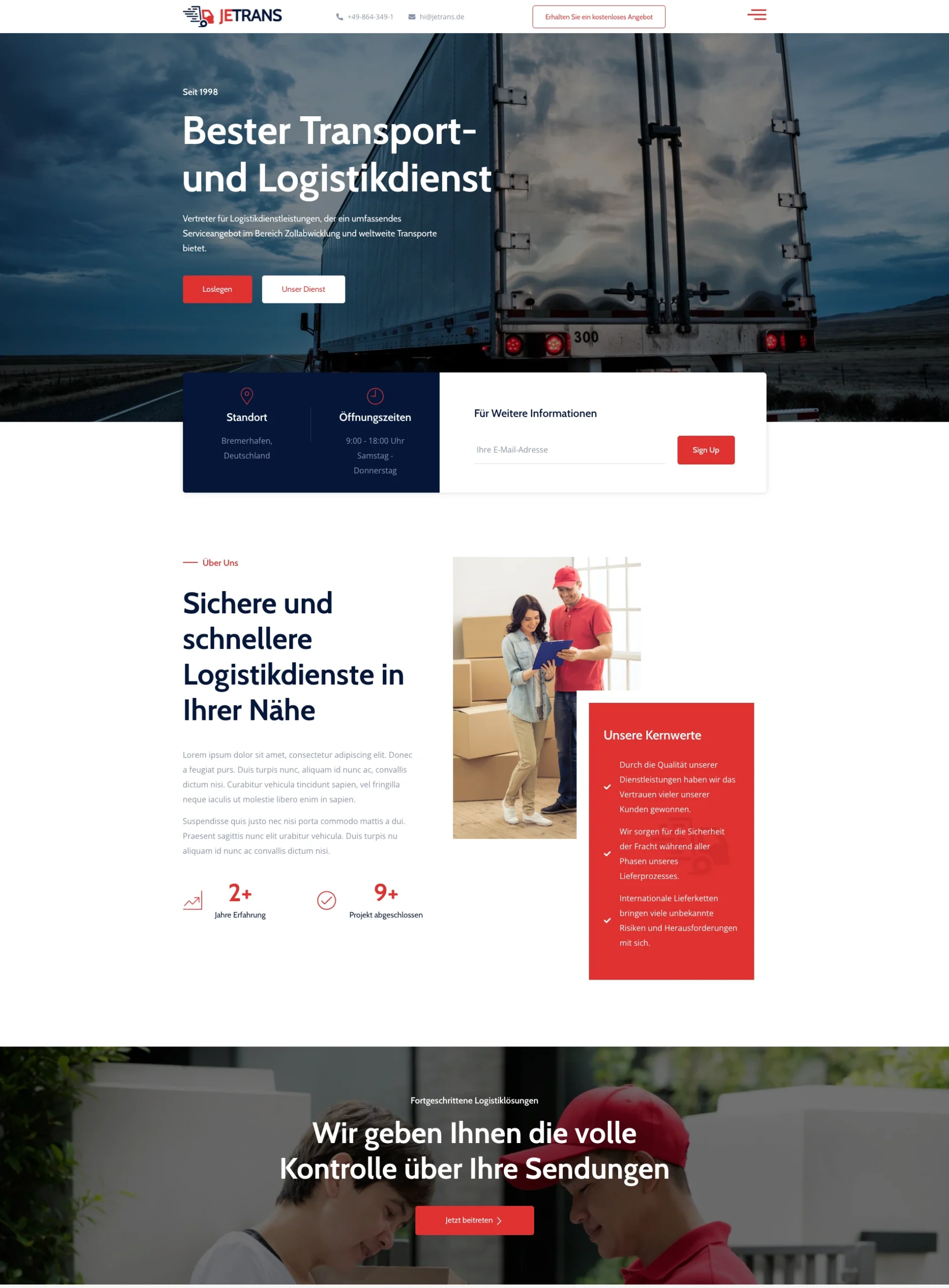 Website fuer Logistikunternehmen